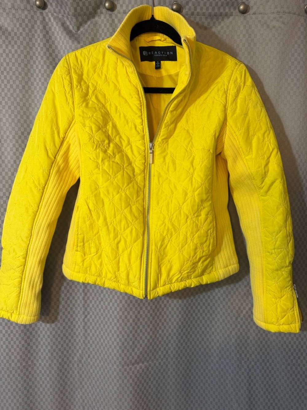 REACTION KENNETH COLE Bright Yellow Quilted Zip Jacket